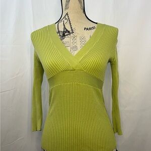 INC International Concepts Lime V-Neck Sweater